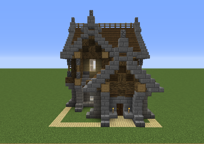 Medieval Stone House - Blueprints for MineCraft Houses, Castles