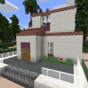Small White Suburban House with Porch